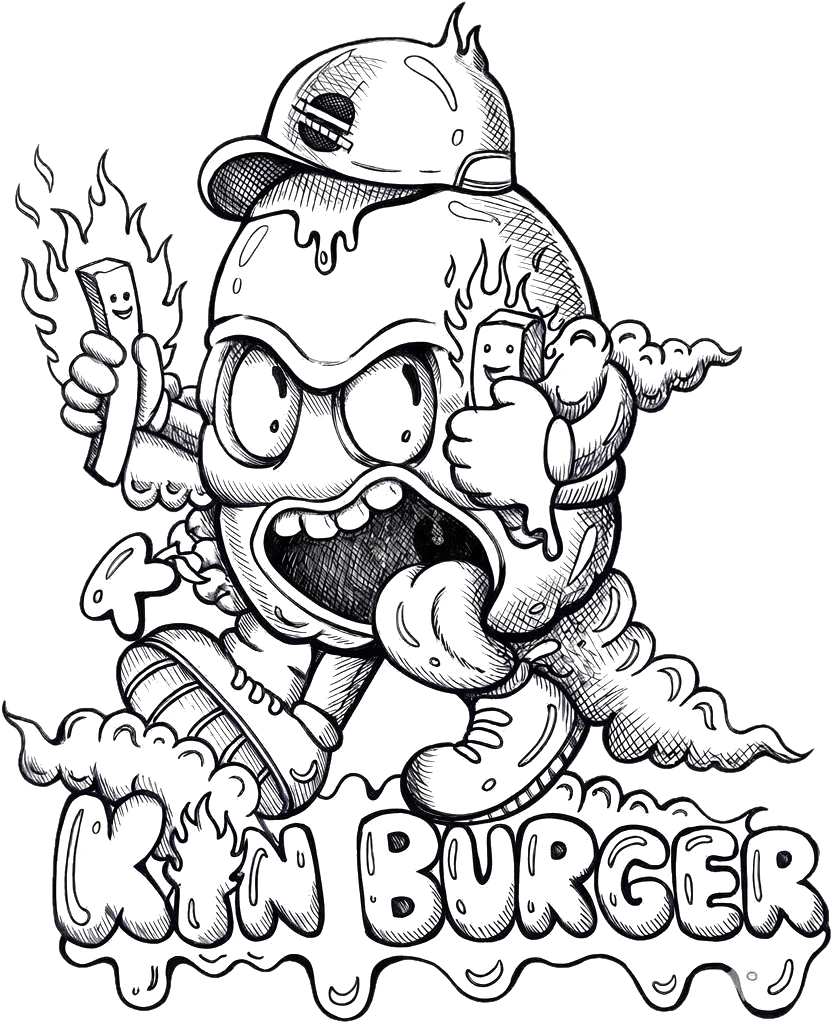 KinBurger mascot running with fries